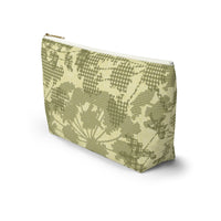 Floral Plaid Accessory Pouch w T-bottom in Green